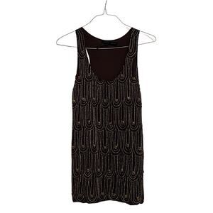 Women's Anaikka Beaded Copper & Silver Coca Sleeveless Mini Dress Size 2